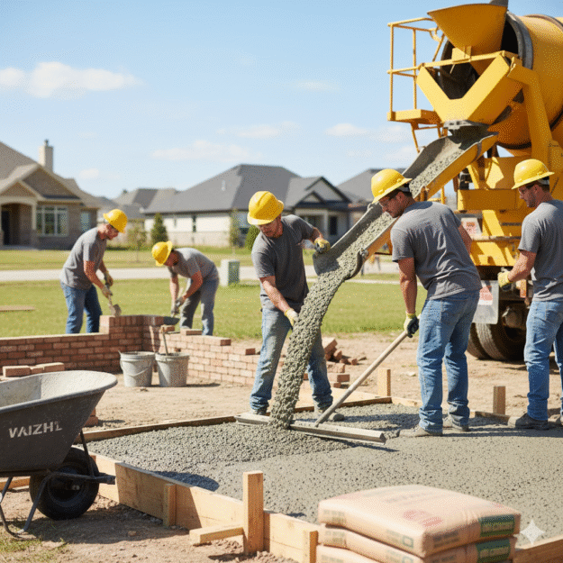 10 Cubic Feet of Concrete Pouring